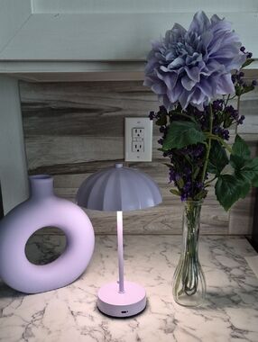Lilac Modern Table Lamp with Floral Accent